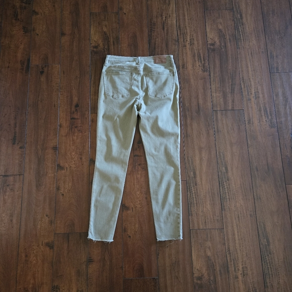 Madewell 9" High Rise Skinny Jeans Women's Olive Green Raw Hem Stretch Size 28 - Picture 3 of 13
